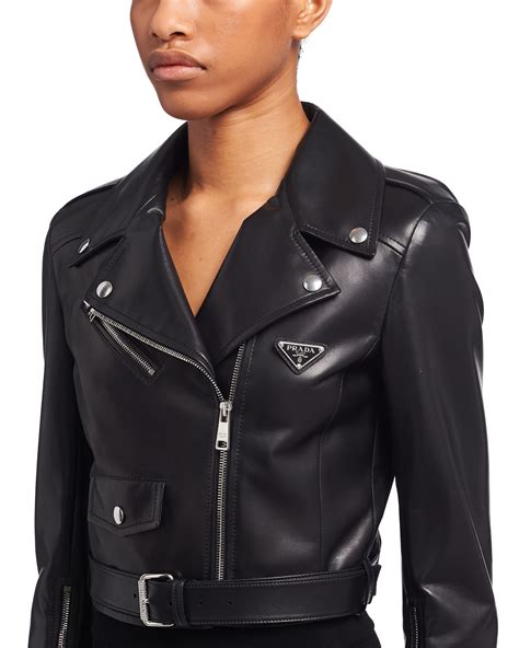 small leather goods prada|prada leather jacket women's.